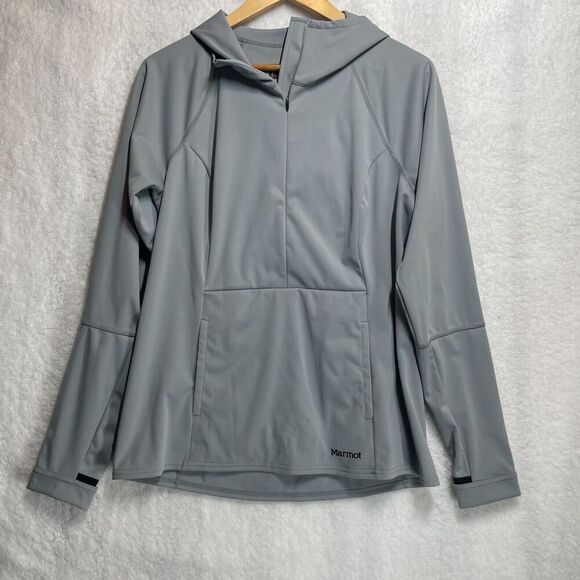 Marmot Jackets & Blazers - Marmot Womens Zenyatta Hoodie Large Gray Half Zip Softshell Windproof Jacket